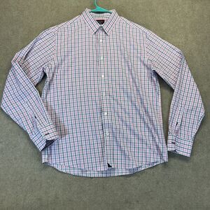 UNTUCKit Dolcetto WR Shirt Men's Large Blue Pink Plaid LS Button Up Wrinkle Free
